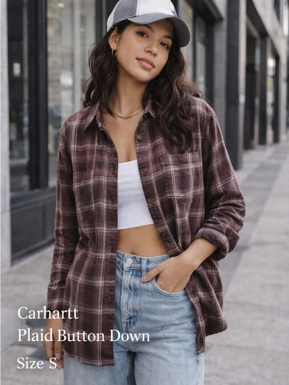 Carhartt Plaid Flannel Button Down Shirt Size Small
